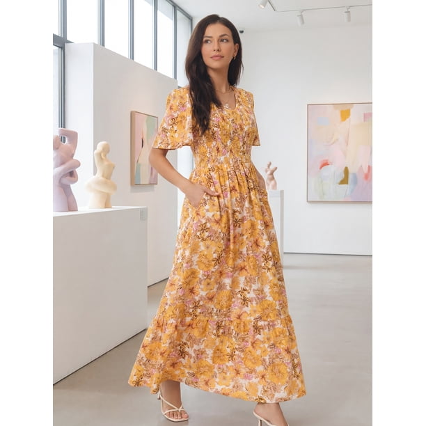 chiffon trumpet dress Wedtrend Women Boho Wedding Ivory Lace Sleeve Beach Bridal Dress, Ivory / US12 Floral Sleeve Girls Gradient Short Sleeve Color:Calypso Coral Prom/Homecoming