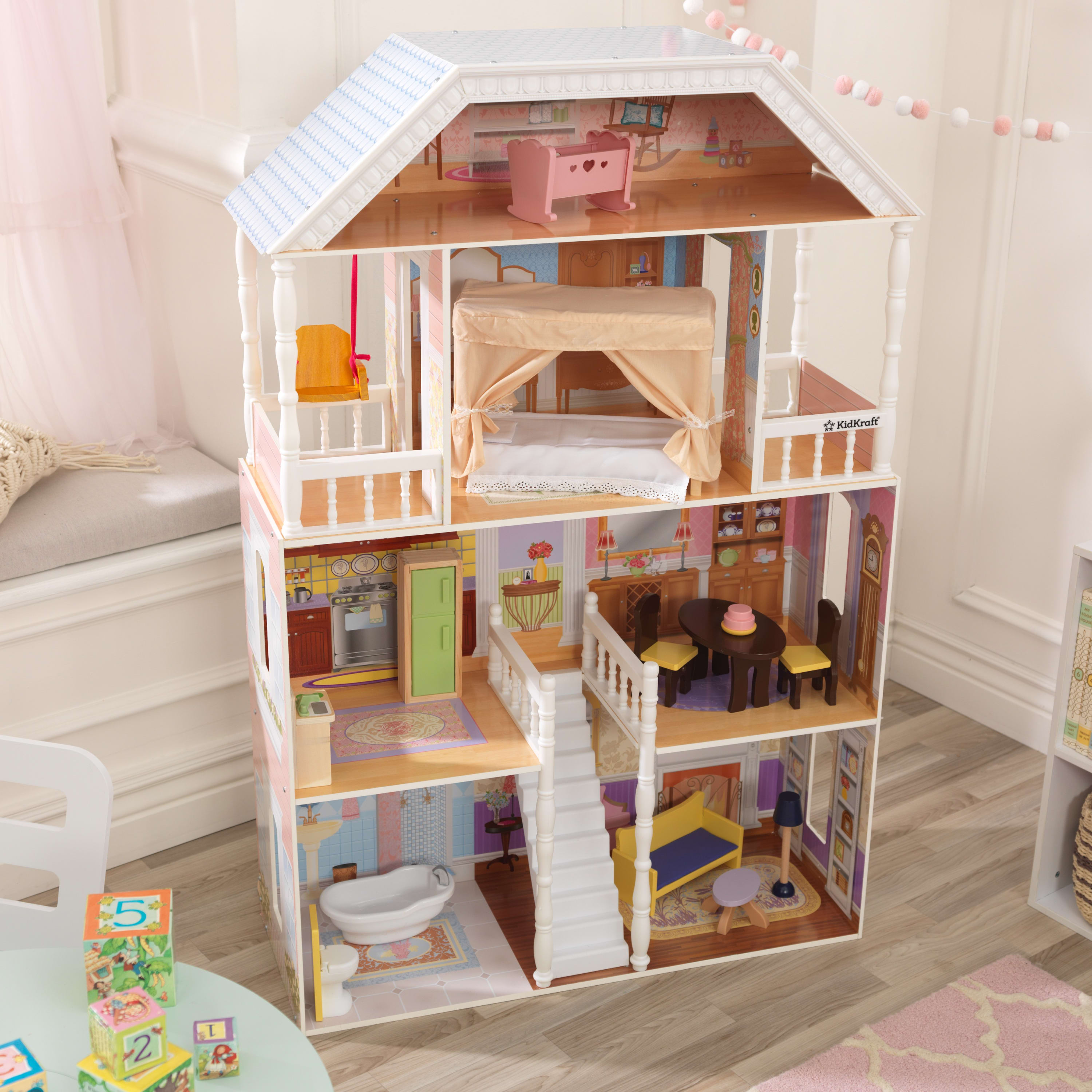 KidKraft Savannah Wooden Dollhouse with Porch Swing and 14 Accessories, Ages 3 and up - image 8 of 10