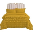 thumbnail image 3 of DNG Creations 3 Piece Vintage Ruffle Duvet Cover 100% Egyptian Cotton, 800 Threads Count - With Zipper & Corner Ties ( Oversized King - Solid Gold ), 3 of 7