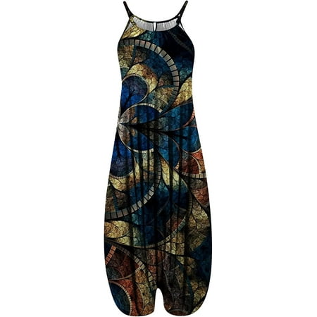 

CebDs Boho Overalls for Women Women s Sleeveless Cotton Linen Overalls Rompers Baggy Wide Leg Jumpsuits
