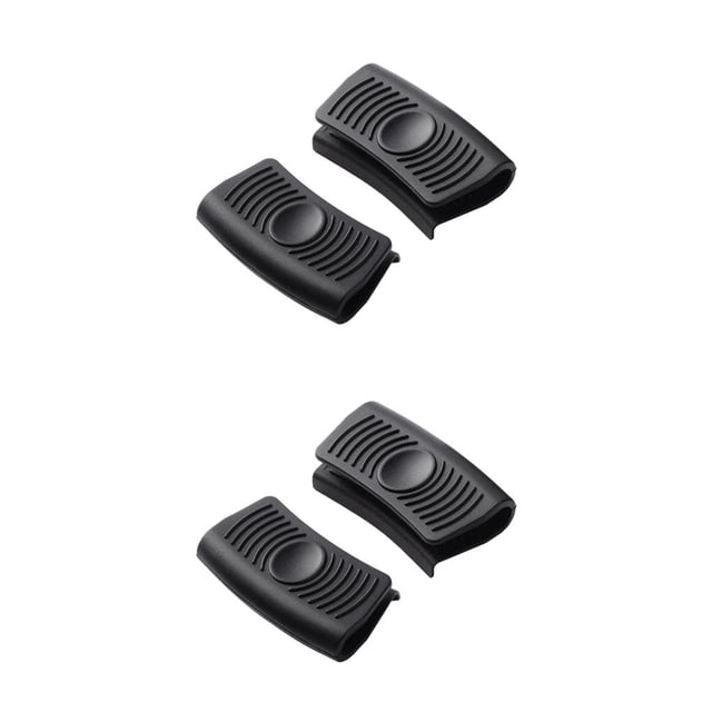 Naiovety 2 piezas de funda de soporte para mango de olla, funda de aislamiento seguro, Clip de silicona grueso antideslizante para Negro sin agujero 2piezas