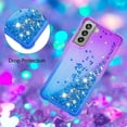 thumbnail image 6 of Samsung Galaxy S21 FE (Not S21) Case,Strap Crossbody Gradient Quicksand Bling Sparkle Flowing Liquid Floating with Neck Cord Lanyard Strap Cover for Samsung Galaxy S21 FE LSGS Purple Navy, 6 of 7