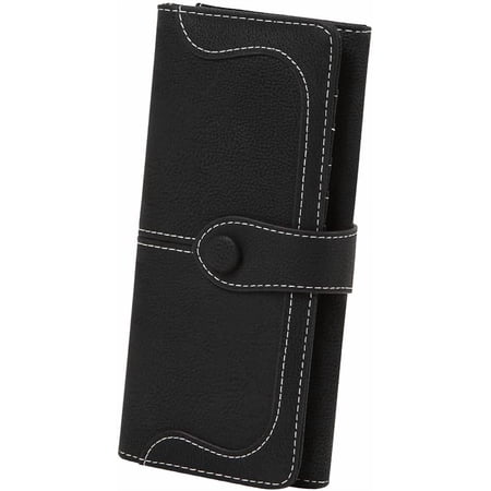 Women's Vegan Leather 17 Card Slots Card Holder Long Big Bifold Wallet