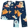 thumbnail image 2 of QIUOMBBP Laides Pajamas Halloween Turndown Collar Pockets Shirts and Pants 2 Piece Lounge Sets Novelty Graphic Sleepwear Outfits, Yellow, XXXL, 2 of 5