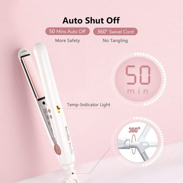 Terviiix Mini Flat Iron Adjustable Temperature Small Hair Straightener Ceramic Mini Straightener For Short Hair Bangs Compact Portable