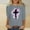 Gray, variant on HOMBOM Spring Tops For Women 3/4 Sleeve Purple Shirts Easter Cross Print Crew Neck Womens Easter Shirts M