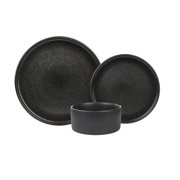Sango Anderson Black Stoneware 12 Piece Dinnerware Set, Service for 4