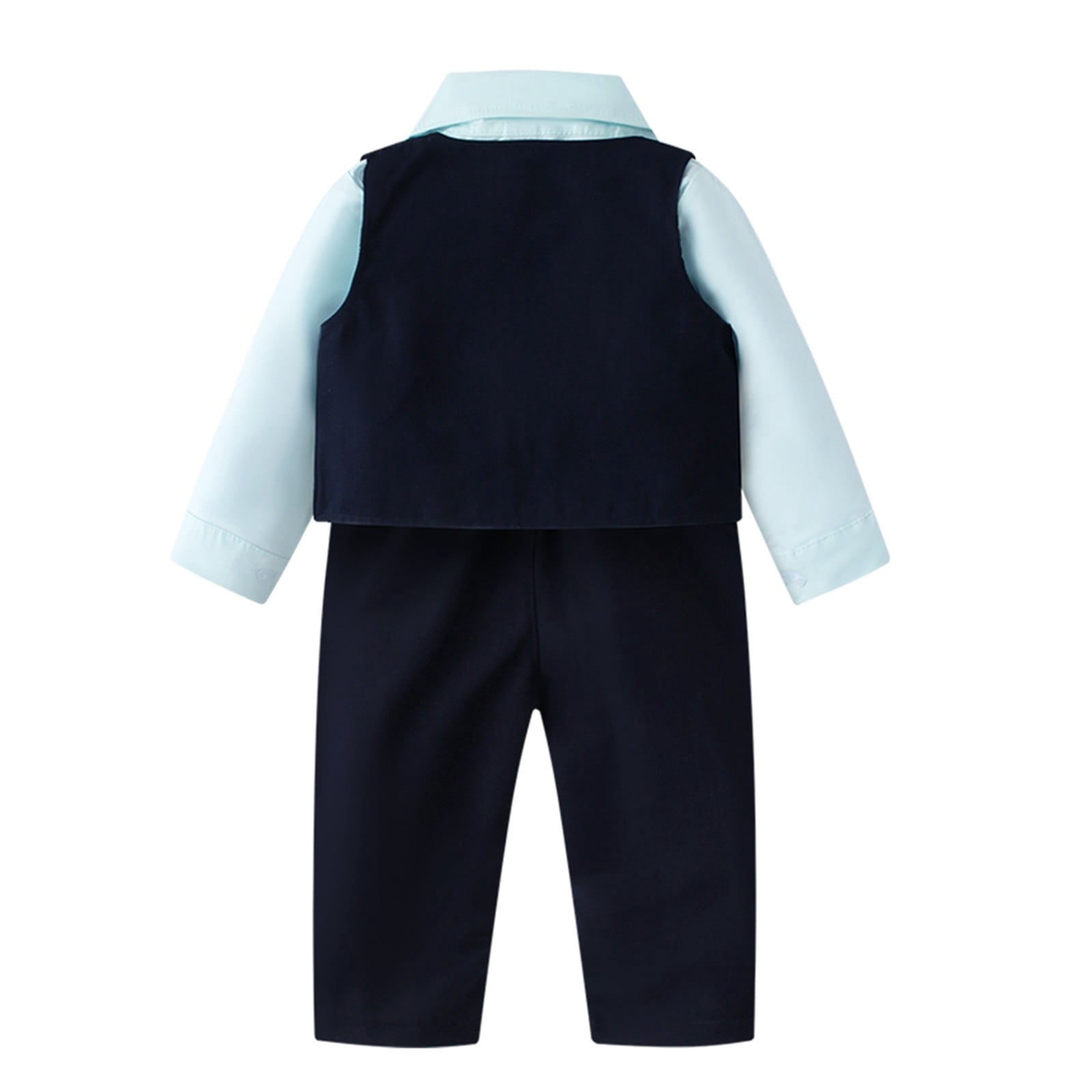 Gubotare Suit for Baby Boy Boy Suit Toddler Boys Formal Dress Outfit Shirt+Printed Tie+Vest+Pants Baby Tuxedo Boys Wedding Clothes 12 18 Months,(Navy 12-18 Months)