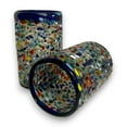 thumbnail image 5 of Confetti Pebbled Glass | Blue Rim Hand-Blown Mexican Tumbler (Setof20), 5 of 5