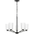 thumbnail image 3 of Progress Lighting Adley 5-Light Chandelier, Matte Black, Etched White Glass Shades, 3 of 15