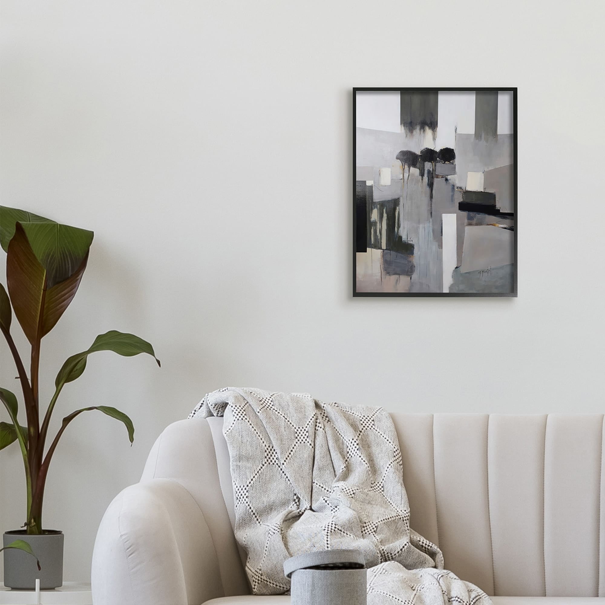Stupell Industries Remain Standing Montel Abstract Shapes Grey Black,11 x 14,Designed by Fanou Montel