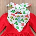 thumbnail image 5 of Shuttle tree Little Girls Christmas Outfits Long Flare Sleeve Dress Tops+Pants+Scarf Boutique Outfits, 5 of 7