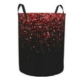thumbnail image 2 of Haiem Red Glitter1 Leather Dirty Clothes Laundry Basket,Sturdy & Waterproof,Collapsible Round Design For Efficient Space Management,Multi-Purpose Storage Basket, 2 of 8