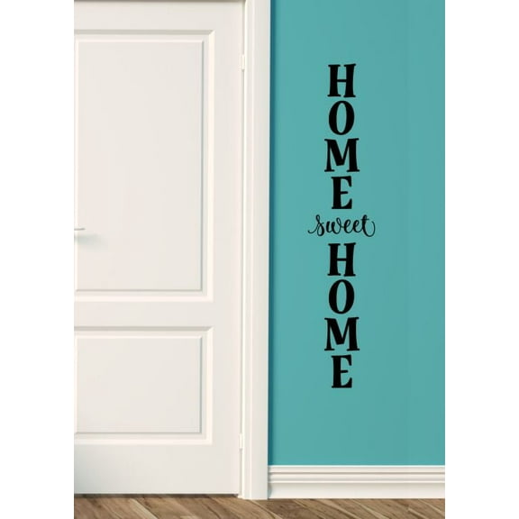 Home Sweet Home Vertical Wall Decal Vinyl Sticker, Can Apply to Wood, Porch Decor Art 47x10-Inch Black