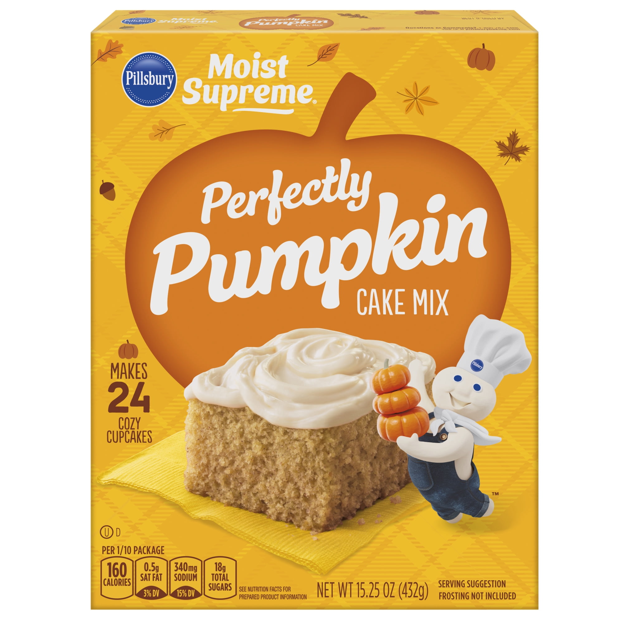 (2 pack) Pillsbury Moist Supreme Premium Perfectly Pumpkin Cake Mix, 15.25 Oz Box
