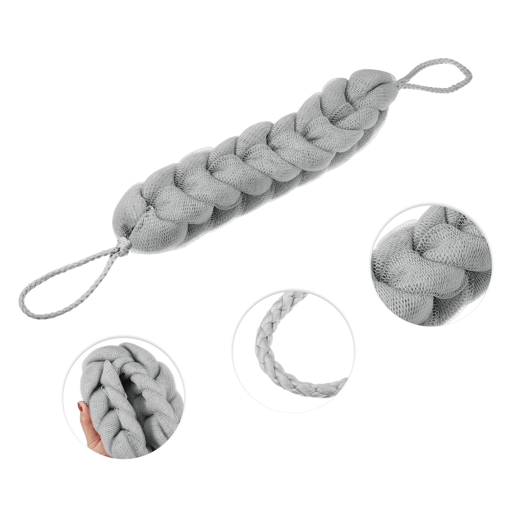 Unique Bargains 1 Pc Bath Shower Loofah Sponge Body Puffs 11.42"x2.20"x1.97" Gray