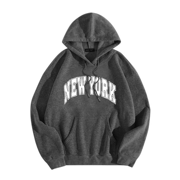 WENWU Womens Sweatshirt Hoodies Long Sleeve Lightweight Pullover for Women Oversized Hoodie for Women Dark Gray Sweatshirts Fall Hoodies Young Women's Wear