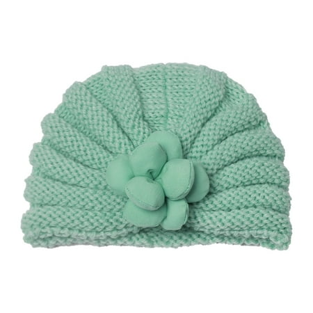 

Zlekejiko Toddler Baby Boys Girls Knitted Cap Beaniess Flower Knotted Elastics Turban Hat