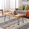thumbnail image 4 of Kepooman Modern Rectangular Coffee Table with Chevron Pattern & Metal Hairpin Legs for Living Room, 43.31" L x 19.68" W x 17.71" H, Glossy Finished Wood, 4 of 12