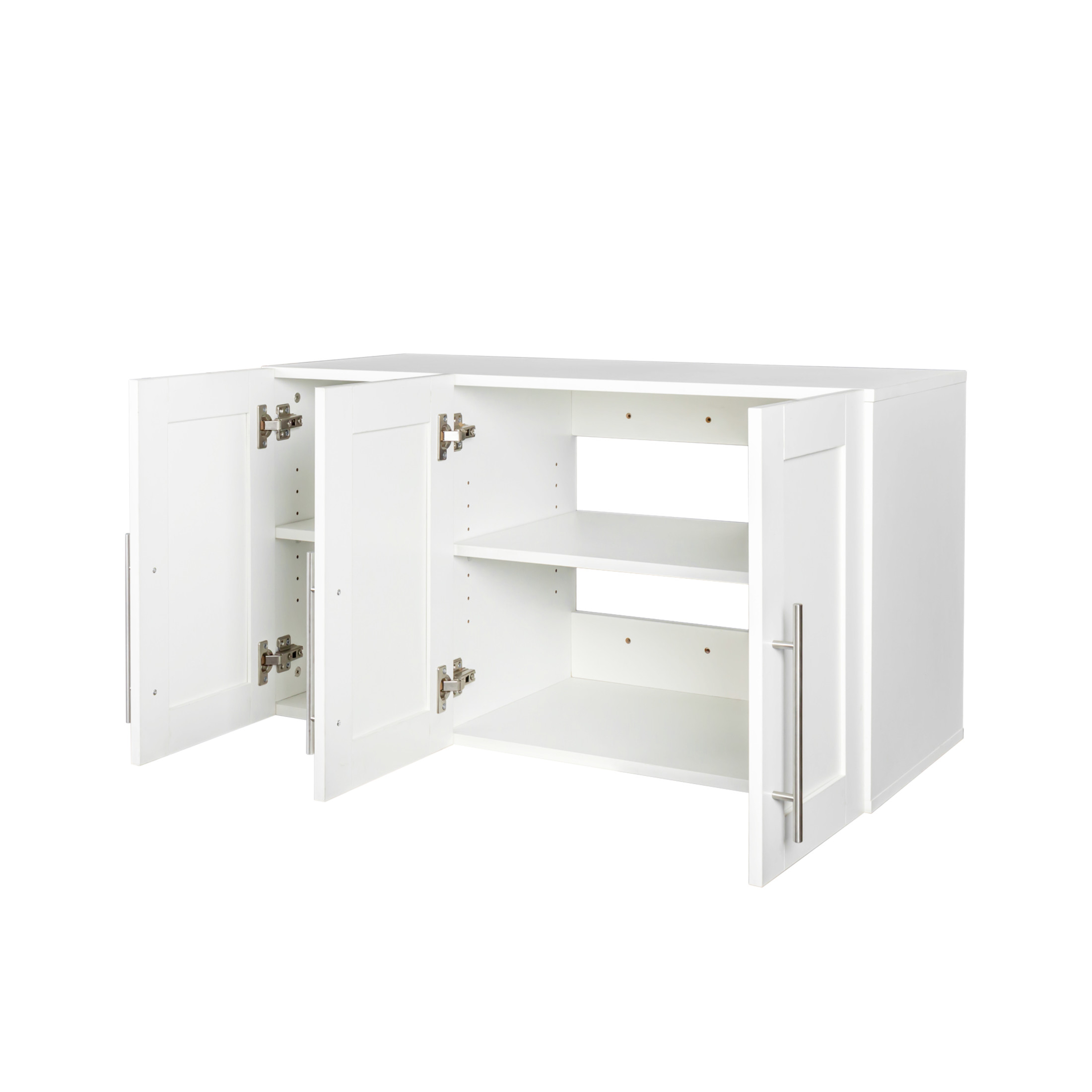 Noble House Frederick 35.43" Wall-Mounted Stackable Storage Cabinet, Adjustable Shelves, Space-Saving, White