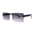thumbnail image 2 of Luxury Rimless Rectangle Slim Rectangle Sunglasses Black Smoke, 2 of 4