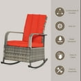 thumbnail image 4 of Outsunny Chaise Berçante en Osier avec Coussin Doux Repose-Pieds Réglable Rouge, 4 of 10