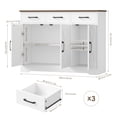 thumbnail image 2 of Homfa 42.5'' Kitchen Buffet Sideboard Cabinet, 3 Drawers Farmhouse Coffee Bar Storage Cabinet with Adjustable Shelf, White, 2 of 7