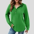 thumbnail image 2 of Kaprioy Womens Long Sleeve Tops Pullover V Neck Sweatshirts Waffle Fall Fashion Trendy Button Hoodies Green, S, 2 of 6