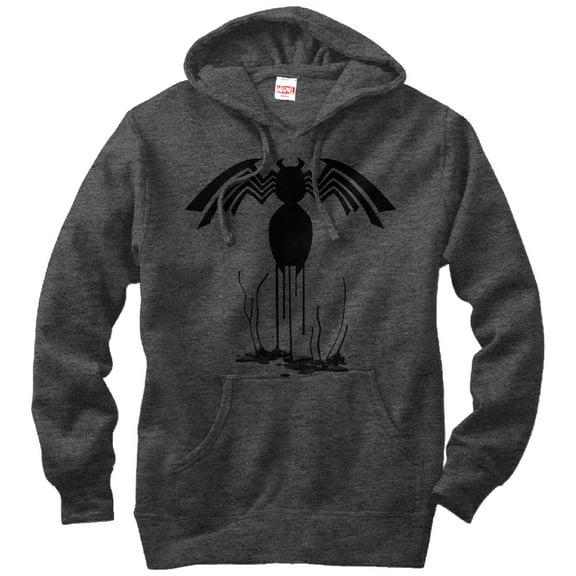 Men's Marvel Venom Logo Drip Pattern  Pull Over Hoodie Charcoal Heather X Large