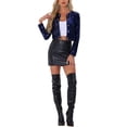thumbnail image 2 of INSPIRE CHIC Sequin Cardigan for Women's Button Long Sleeve Open Front Cropped Party Club Jackets Dark Blue M, 2 of 5