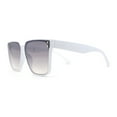 thumbnail image 3 of Womens Squared Horn Rim Inset Lens Oversized Rectangle Sunglasses White Grey Mirror, 3 of 4