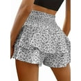 thumbnail image 3 of Women'S High Waist Ruffle Mini Shorts Cute Tiered Short Shorts with Shorts Underneath Grey M, 3 of 7