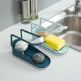 thumbnail image 2 of Escurridor de encimera, elegante escurridor de cocina, estante de almacenamiento creativo para esponja, paño de cocina, cepillo (azul oscuro, incluye rejilla para trapos), 2 of 4