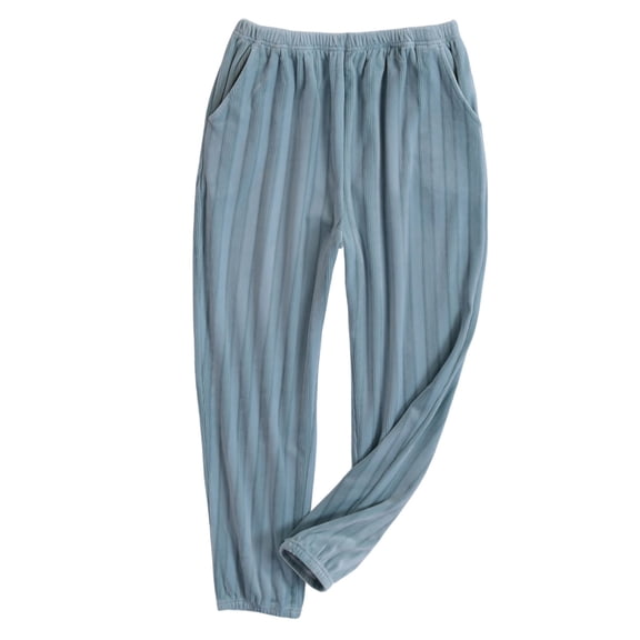 SWSMCLT Men's Soft Fleece Pajamas Comfy Pajama Pants Classic Straight Leg Pjs Fleece Lounge Thick Basic Fall Winter Light Green Large