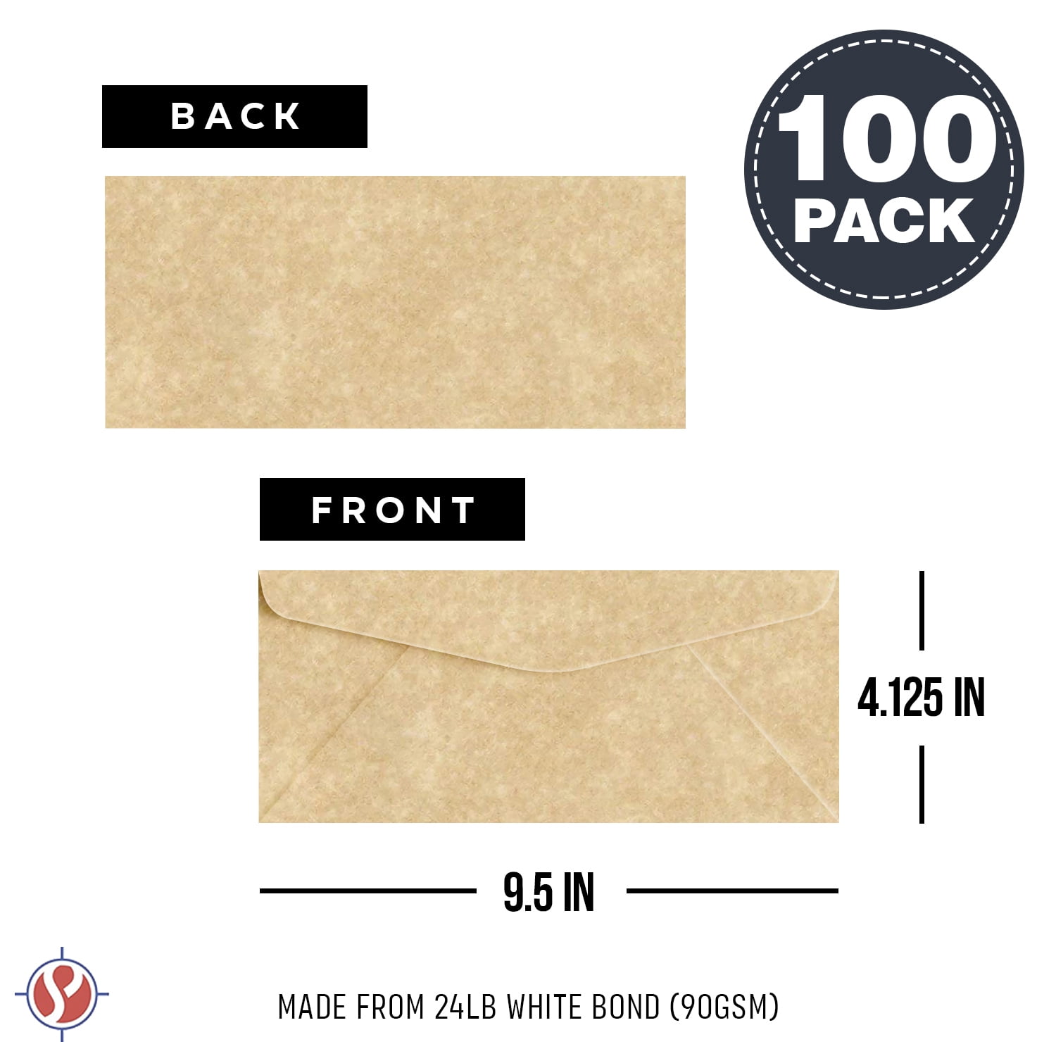 Elegant Aged Parchment #10 Business Envelopes – Great for Invitations, Greetings, Holiday, Office, Invoices, Letters, Mailings | 4 1/8 x 9 1/2 inches | 100 per Pack