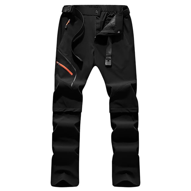 Men's Zipper Hiking Pants Breathable Soft Outdoor Functional Detachable Quick Drying Convertible Trousers with Belt for Travel