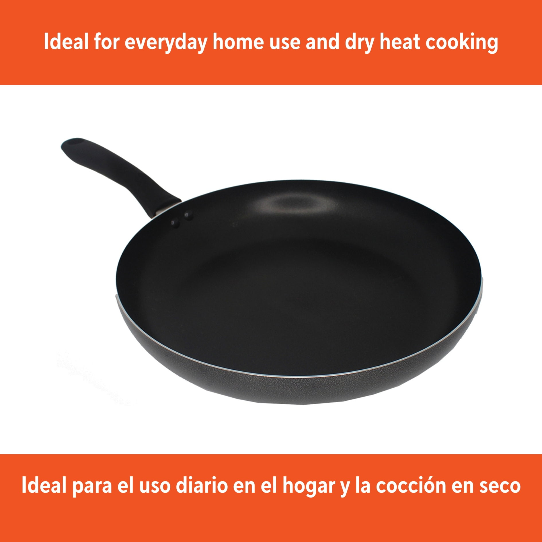 (2 pack) IMUSA 10in Charcoal Aluminum Nonstick Fry Pan with Soft Touch Handle, Black