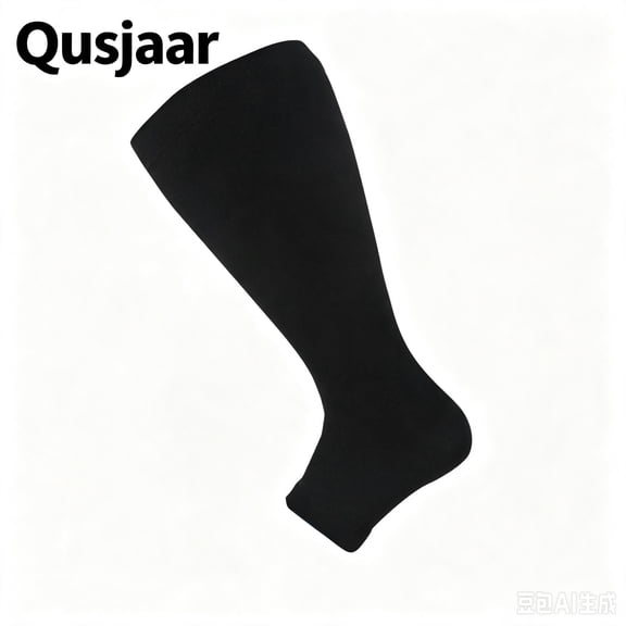 Qusjaar Wide Calf Socks for Women Men Open Toe Plus Size Knee High Support Stockings Circulation Running Nurses Tight Socks(Black,2XL)