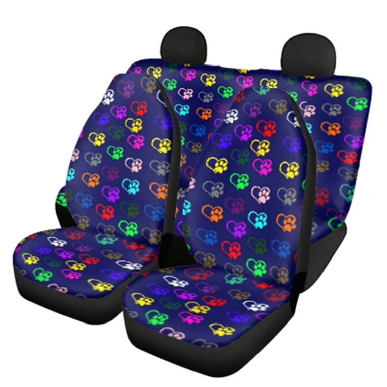 FKELYI Car Seat Covers Set With Colorful Paw Print Auto Protectors for  Women Men,2pcs Front Breathable Driving Seat Accessories+2pcs Rear High  Back Seat Cover,Universal Fit Auto Cars 