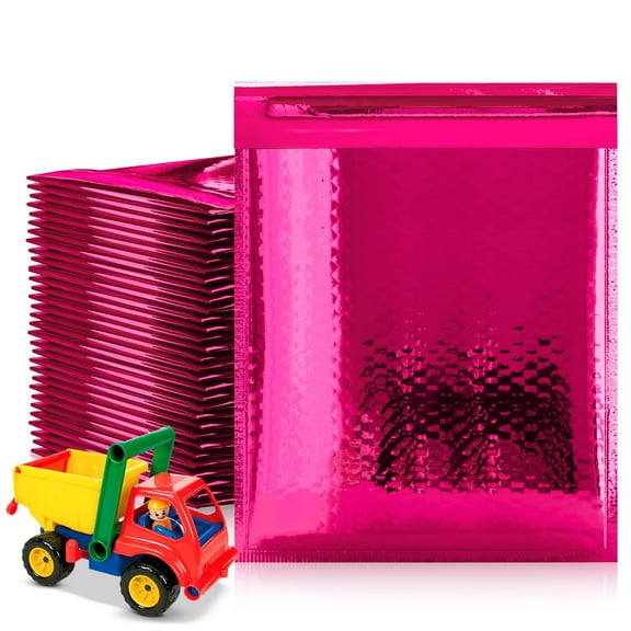 Hot Pink Metallic Bubble Mailers, Padded Self Seal Envelopes, 300 Count, 8.5 x 11 in