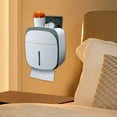 thumbnail image 5 of Toilet Paper Holder, Double Paper Towel Box, Stainless Steel Shelf, 2 Layer Drawer, Wall Mounted Storage for Bathroom, Kitchen, Vanity, Gray Plastic, by FAJHHA, 5 of 8