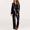 thumbnail image 4 of Lmnyox Women's Pajamas 2 Piece Sleepwear Set Print Long Sleeve Button Down Shirt and Pajama Pants Soft Lounge Set, 4 of 7