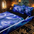 thumbnail image 3 of Erosebridal Cosmic White Dragon Print Zipper Twin Comforter Sets with Fitted Sheet and 2 Pillowcases,Nebula Cloud Star Accent Zipper Bedding Set,Blue White,4-Piece,Black Reversible, 3 of 6