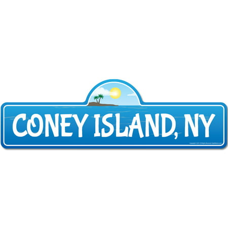 Coney Island, NY New York Beach Street Sign | Indoor/Outdoor | Surfer, Ocean Lover, Décor For Beach House, Garages, Living Rooms, Bedroom | Signmission Personalized