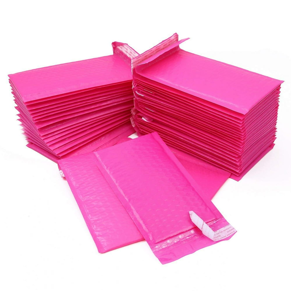 Pink Bubble Poly Mailers, Ohuhu 4x8 50-Pack Hot Pink Bubble Padded Poly