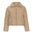 thumbnail image 3 of Black and Friday Clothing Sales Idoravan Women's Quilted Puffer Coat,Fashion Women Zipper Pocket Coat Long Jacket Winter Long Sleeve Down Cotton Khaki XXL, 3 of 7