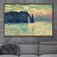 thumbnail image 2 of IDEA4WALL Framed Canvas Art Wall Decor Claude Monet's ?tretat, Sunset Decorative Historic Cultural Oil Painting Traditional Fine Art Abstract Scenic Colorful for Dorm Home Office - 16"x24" Natural, 2 of 5