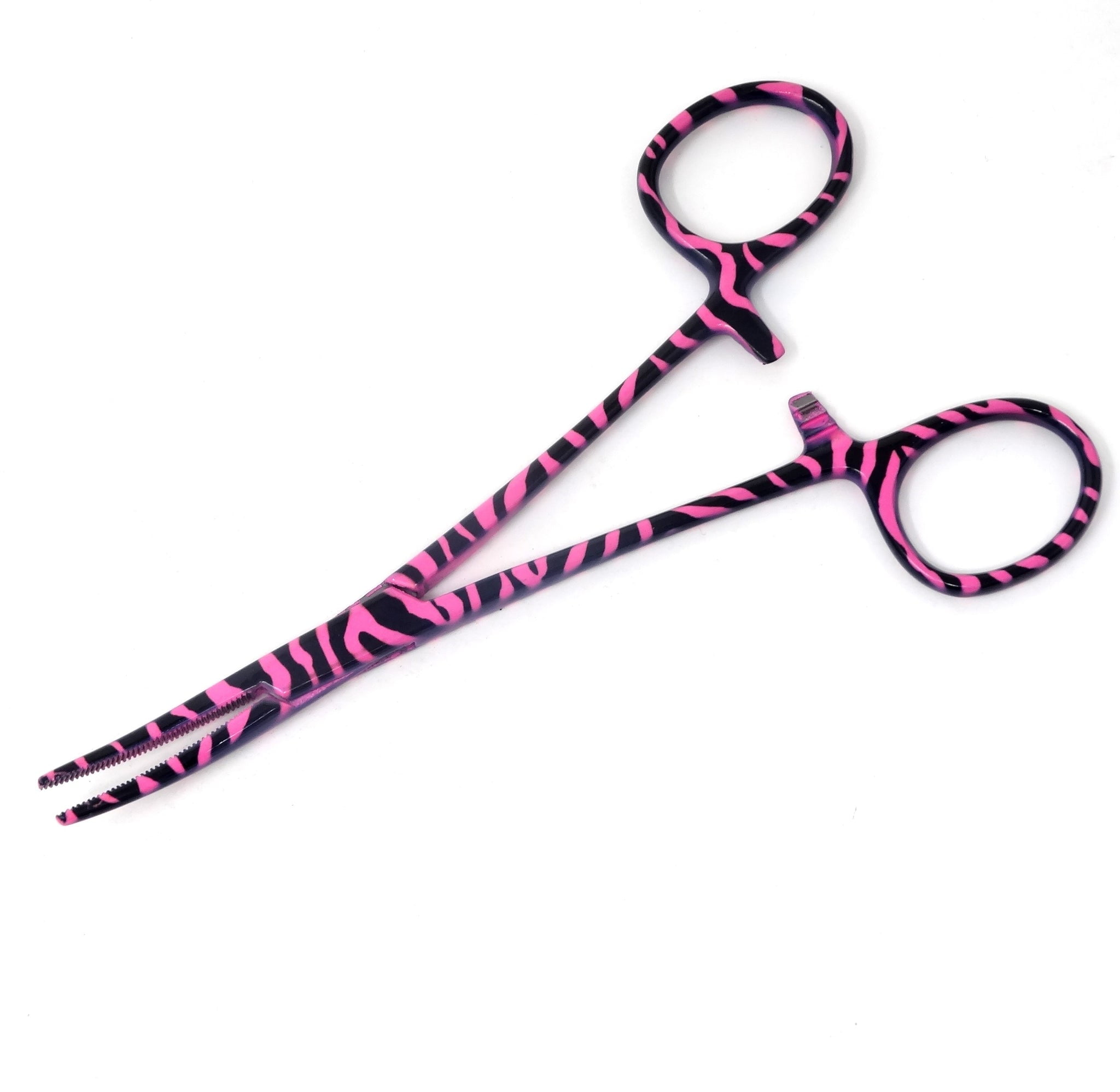 Stainless Steel Fishing Pliers Anglers Catch & Release Serrated Tool, Pink  Swirls 5.5 Curved 
