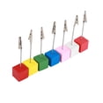 thumbnail image 2 of Soportes para tarjetas, soportes para números de mesa portátiles simples con Base de madera colorida para fotos, tarjetas, decoración de notas, 7 Uds., 2 of 5