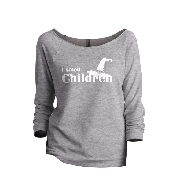 I Smell Children Women's Fashion Slouchy 3/4 Sleeves Raglan Lightweight Sweatshirt Sport Grey Small